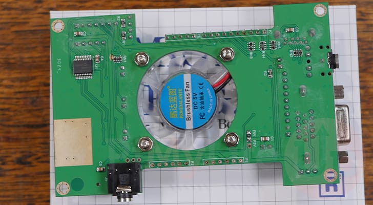 Bottom of the MiSTer Pi FPGA Board Fan board