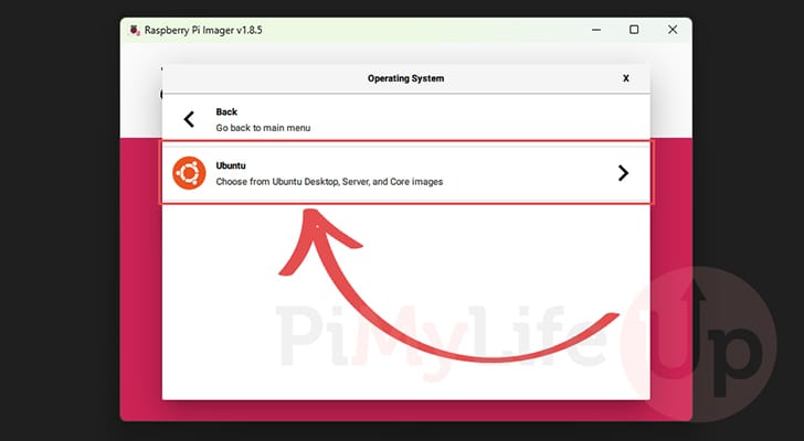 Select Ubuntu for Raspberry Pi