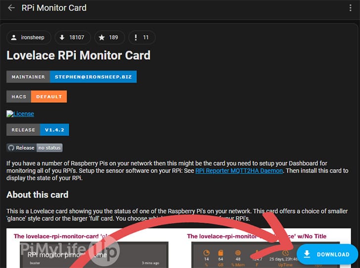 Download RPi Monitor Card