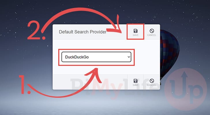 Select your default search provider