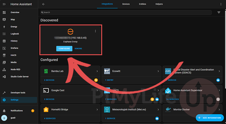 Enphase Automatically Detected by Home Assistant