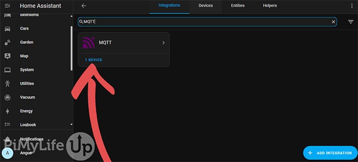 Select the device under the MQTT Integration