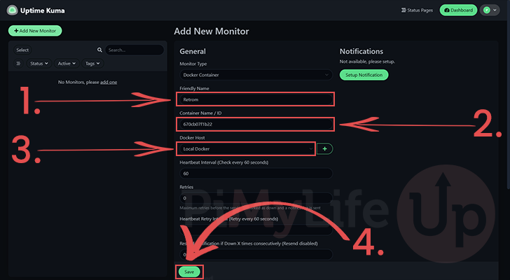 Track Docker Container from Uptime Kuma