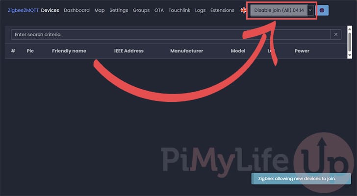 Zigbee2MQTT Docker Before Pairing Devices