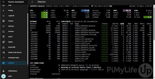 How to Set Up Glances on Home Assistant - Pi My Life Up