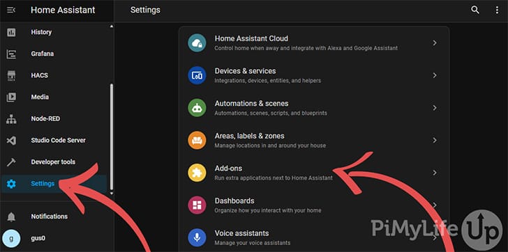 Home Assistant - Settings - Select Add-ons