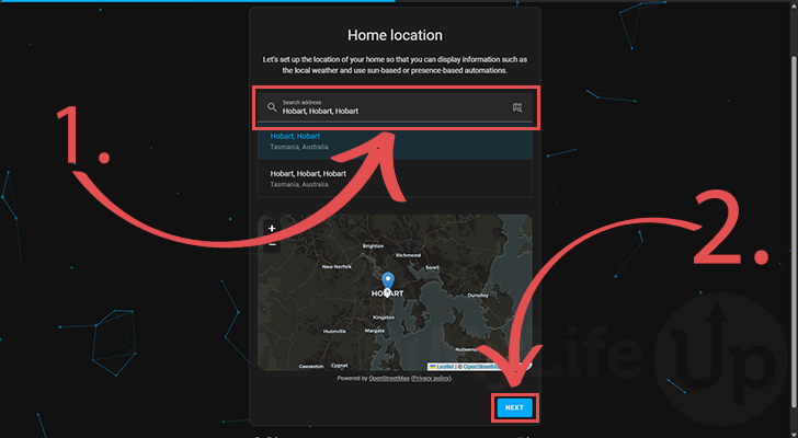 Select home location