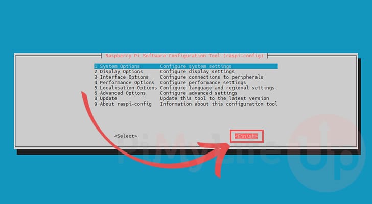Finish with raspi-config
