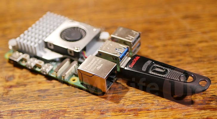 Insert USB drive into the Raspberry Pi