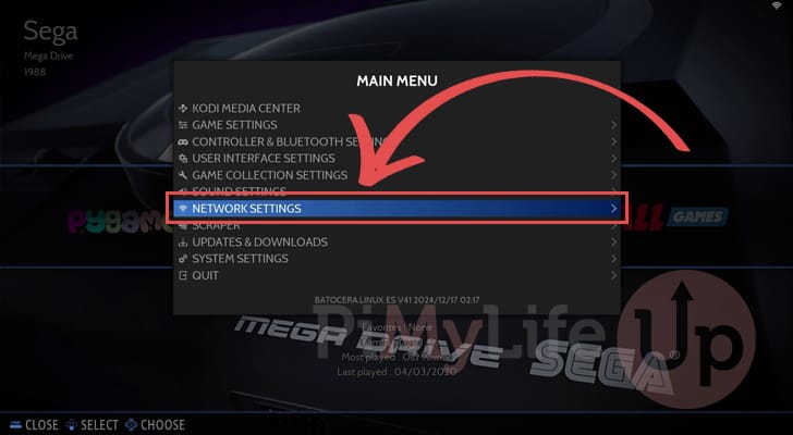 Open network settings