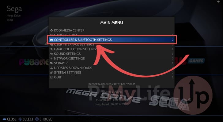 Change to Controller and Bluetooth Settings