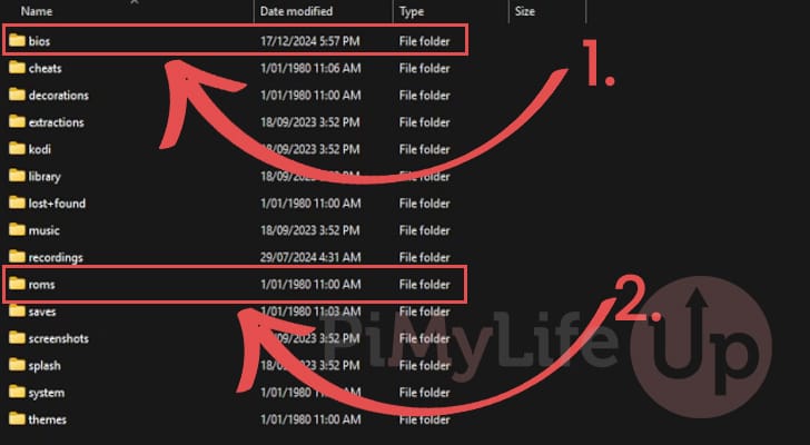 Location of the BIOS and ROMS folder