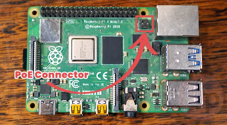 Raspberry Pi 4 and 3 PoE Connector Location