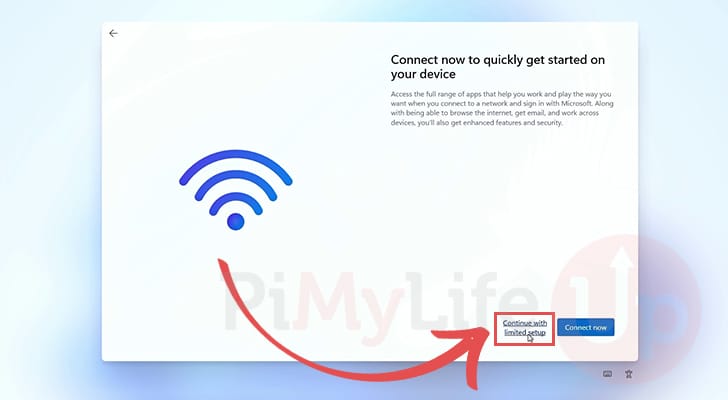 Continue with limited setup of Windows on the Raspberry Pi