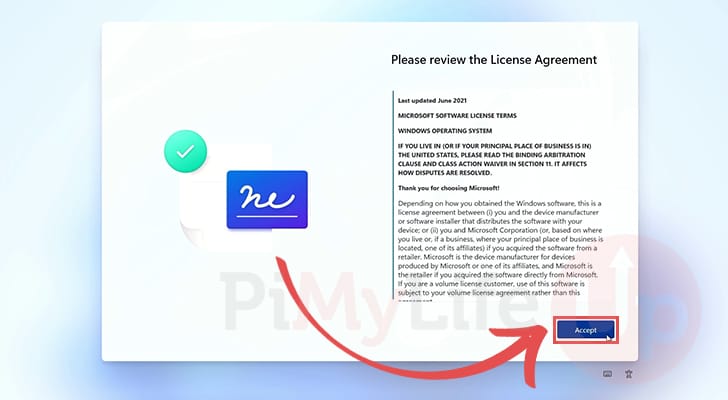 Accept Windows Licence Agreement