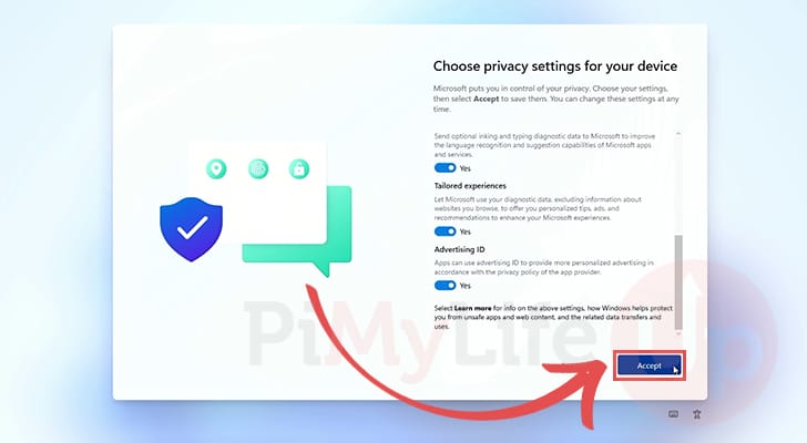 Select and accept privacy settings