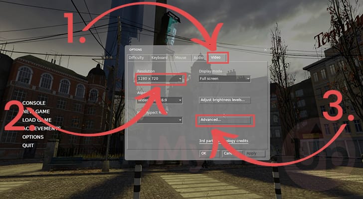 Set resolution of Half-Life 2 on a Raspberry Pi