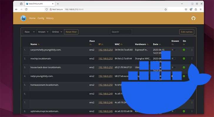 Monitor your LAN using Docker and WatchYourLAN