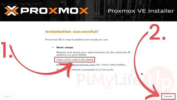 Proxmox successfully installed