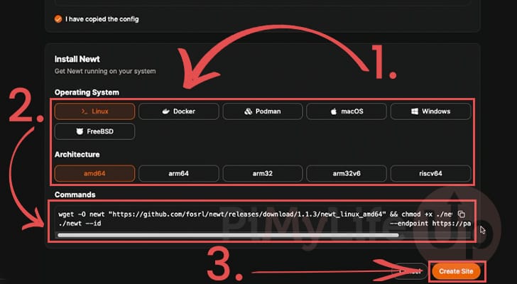 Site Details for Setting up Newt