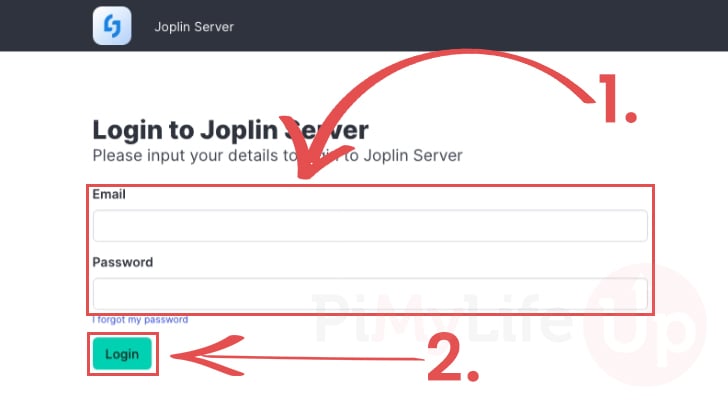 Login to your Raspberry Pi Joplin Server
