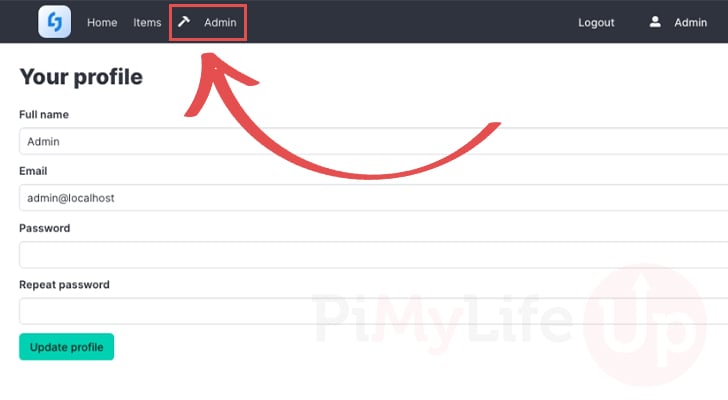 Enter admin interface