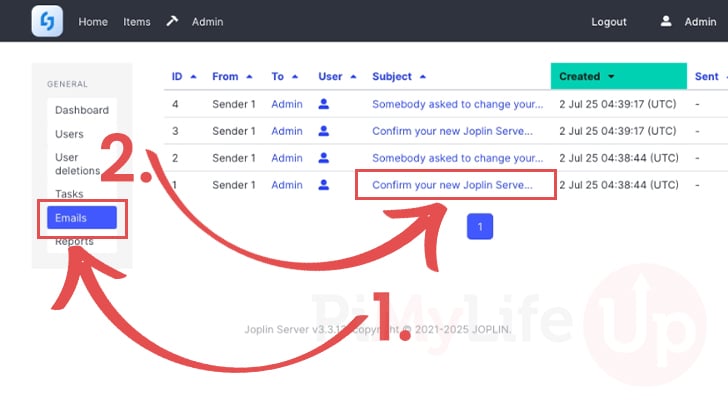 Open email details within Joplin
