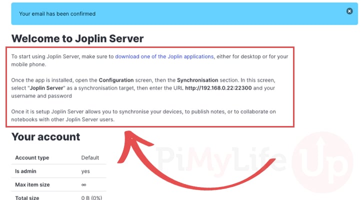 Connecting to your Raspberry Pi Joplin server