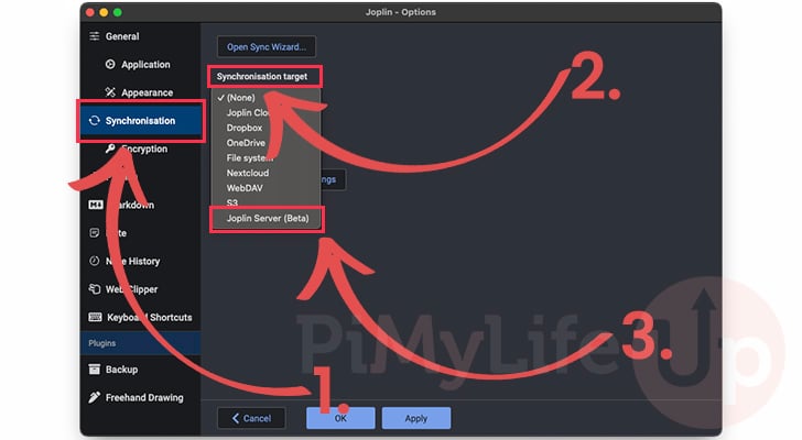 Change Joplin App Synchronisation