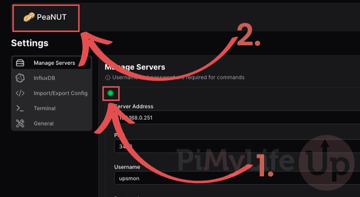 Verify NUT connected to PeaNUT