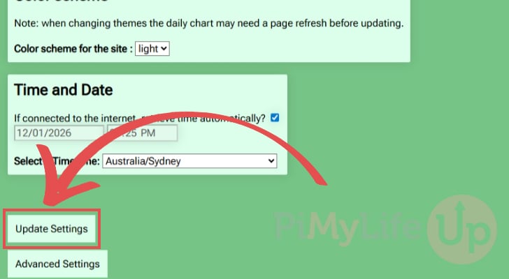 Save updated settings