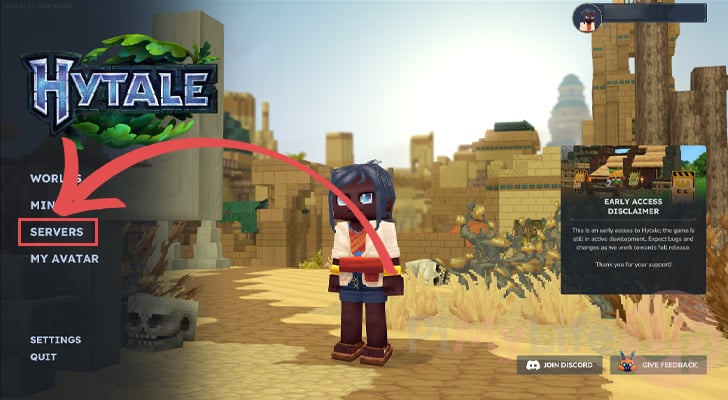 Open Hytale Servers Screen