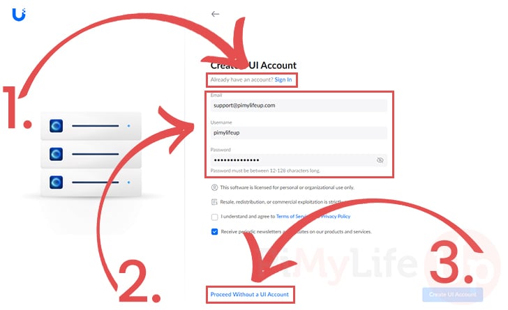 Create or sign in to Ubiquiti account